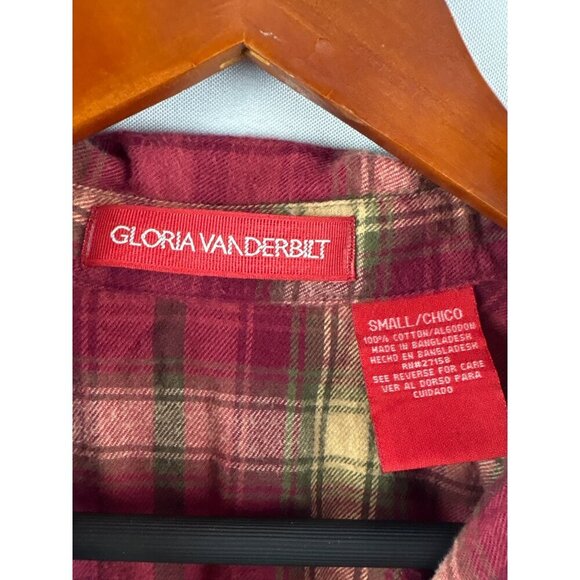 Gloria Vanderbilt Womens Plaid Flannel Shirt Size S Buttoned Pockets - Picture 4 of 5